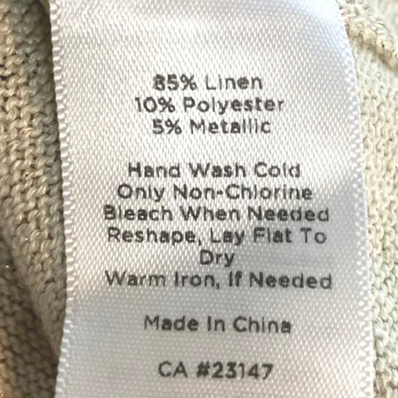 Talbots Women's Gold Sparkle Linen w//Metallic Treading V-Neck Sweater | Size 3X - Picture 7 of 7